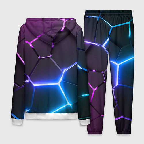 Мужской костюм Фиолетовый градиент - неоновые геометрические плит / 3D-Белый – фото 2