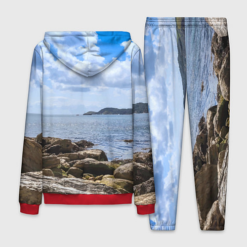 Мужской костюм Парусник на горизонте океана / 3D-Красный – фото 2