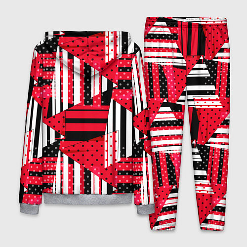 Мужской костюм Красный, черный и белый горошек и полоска, пэчворк / 3D-Меланж – фото 2