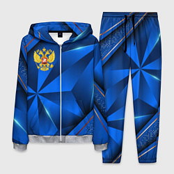 Костюм мужской Герб РФ на синем объемном фоне, цвет: 3D-меланж