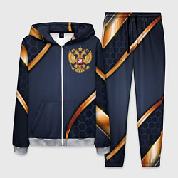 Костюм мужской Blue & gold герб России, цвет: 3D-меланж