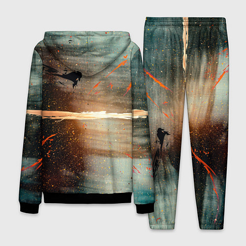 Мужской костюм Светло-синий абстрактный фон и брызки красок / 3D-Черный – фото 2