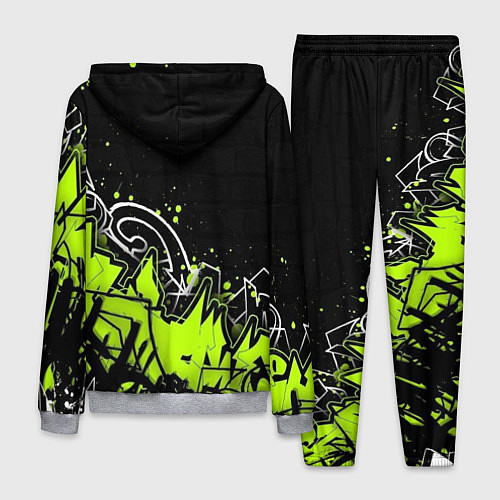 Мужской костюм Яркое граффити на черной стене / 3D-Меланж – фото 2