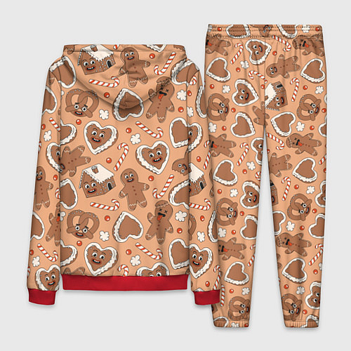 Мужской костюм Новогодний паттерн с печеньем / 3D-Красный – фото 2