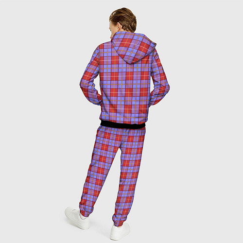 Мужской костюм Ткань Шотландка красно-синяя / 3D-Черный – фото 4