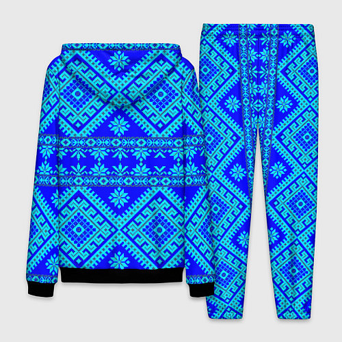 Мужской костюм Сине-голубые узоры - вышивка / 3D-Черный – фото 2
