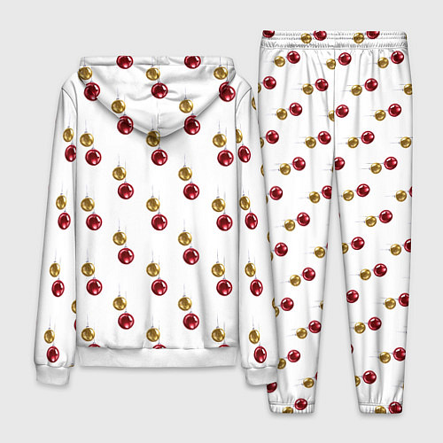 Мужской костюм Золотые и красные елочные шары - паттерн / 3D-Белый – фото 2
