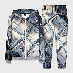 Мужской костюм Абстрактное жидкое белое и синее стекло