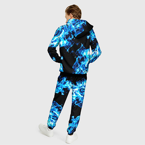 Мужской костюм Красивый синий огонь / 3D-Черный – фото 4
