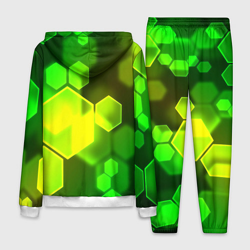Мужской костюм Зелёные соты абстракция / 3D-Белый – фото 2