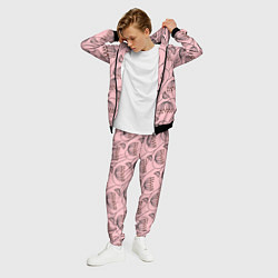 Костюм мужской Цветы в стиле бохо на пудрово-розовом фоне, цвет: 3D-черный — фото 2