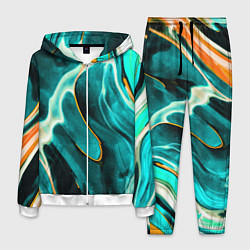 Костюм мужской Жидкая краска - голубые разводы, цвет: 3D-белый