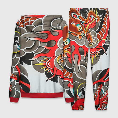 Мужской костюм Иредзуми: дракон в дыму / 3D-Красный – фото 2
