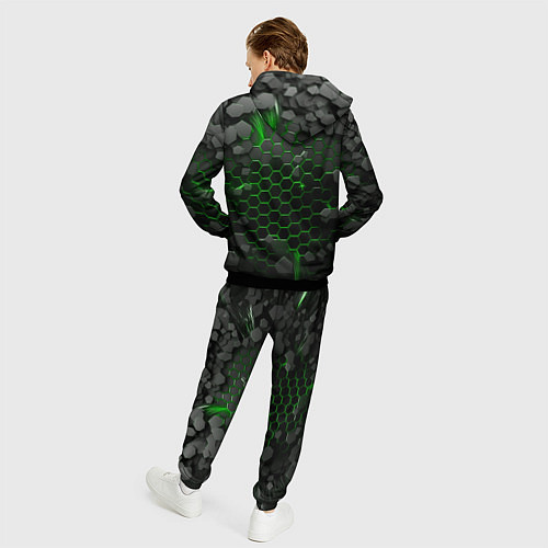 Мужской костюм Взрыв зеленых плит / 3D-Черный – фото 4