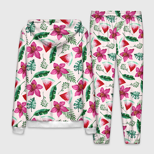 Мужской костюм Арбузы, цветы и тропические листья / 3D-Белый – фото 2
