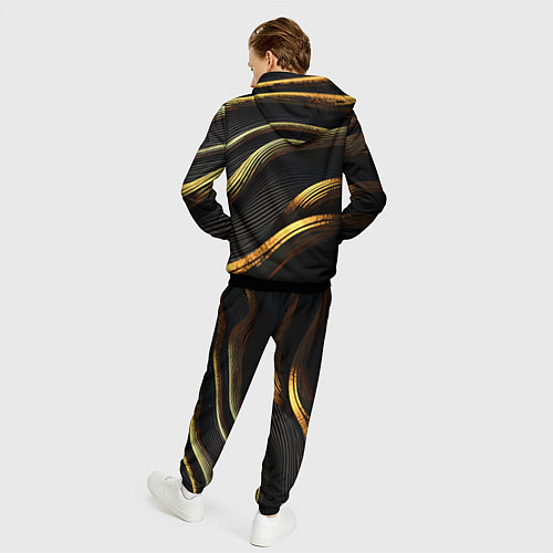 Мужской костюм Золотистые волны абстракция / 3D-Черный – фото 4