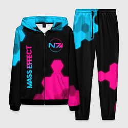 Костюм мужской Mass Effect - neon gradient: надпись, символ, цвет: 3D-черный