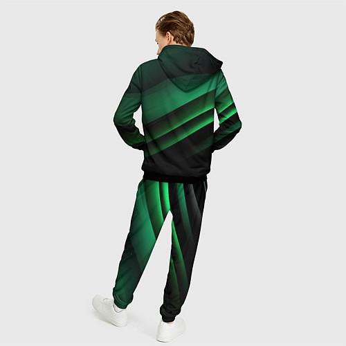 Мужской костюм Черно зеленые полосы / 3D-Черный – фото 4