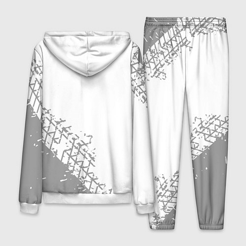 Мужской костюм Tesla speed на светлом фоне со следами шин: надпис / 3D-Белый – фото 2