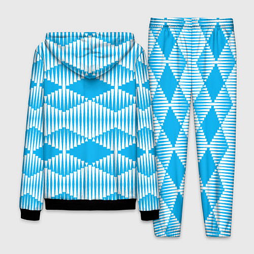 Мужской костюм Бирюзовые белые объемные ромбы / 3D-Черный – фото 2