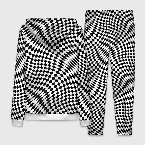 Мужской костюм Черно-белая шахматная иллюзия / 3D-Белый – фото 2