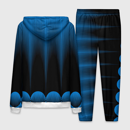 Мужской костюм Сине-черный градиент в полоску / 3D-Белый – фото 2