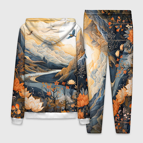 Мужской костюм Солнечное утро в цветущих горах / 3D-Белый – фото 2