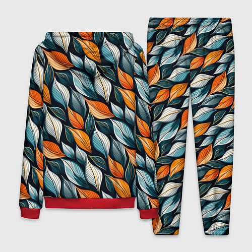 Мужской костюм Узор из листьев поздняя осень / 3D-Красный – фото 2