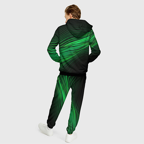 Мужской костюм Green neon lines / 3D-Черный – фото 4
