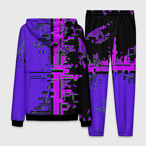 Мужской костюм Кибер-глитч фиолетовый / 3D-Черный – фото 2