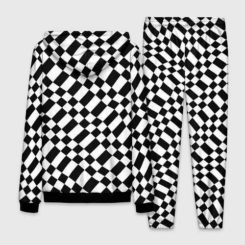 Мужской костюм Шахматка искажённая чёрно-белая / 3D-Черный – фото 2
