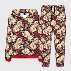Костюм мужской Винтажные цветы паттерн, цвет: 3D-красный