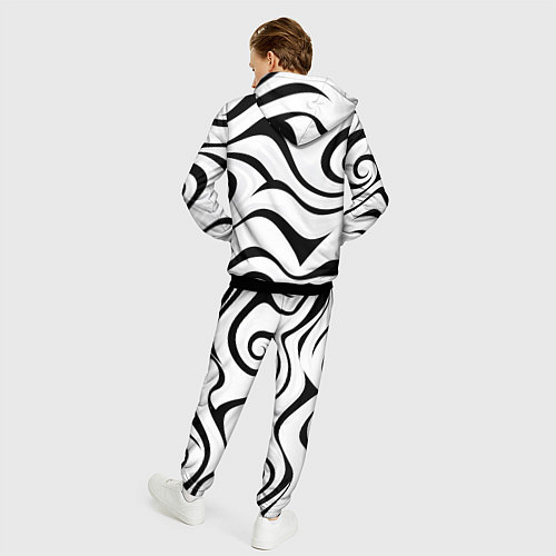 Мужской костюм Анималистическая абстракция зебры / 3D-Черный – фото 4