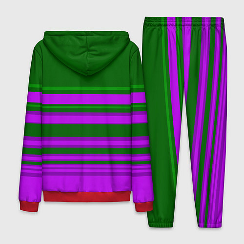 Мужской костюм Зелено-фиолетовый узор в полоску / 3D-Красный – фото 2