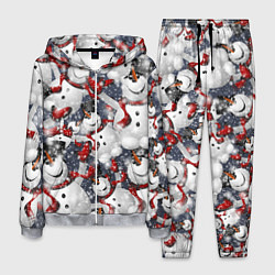 Костюм мужской Зимний паттерн со снеговиками, цвет: 3D-меланж