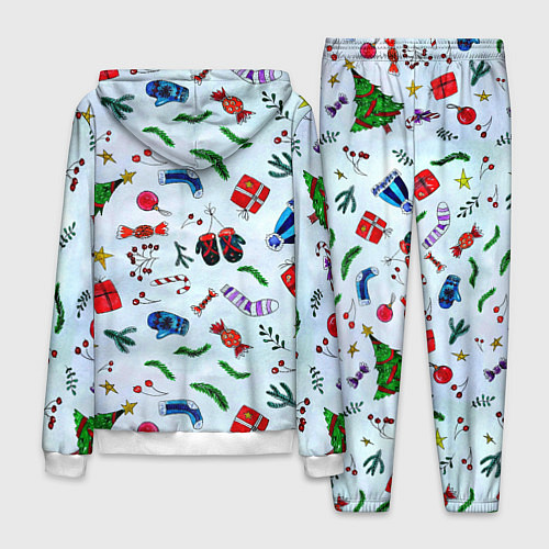 Мужской костюм Елочный узор с новогодними атрибутами / 3D-Белый – фото 2