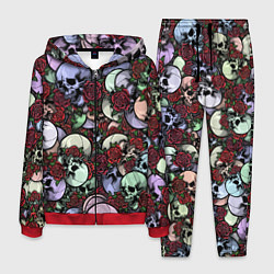 Костюм мужской Череп с розами паттерн, цвет: 3D-красный