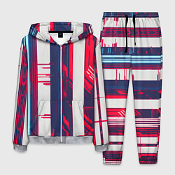 Костюм мужской Киберпанк глитч синий и красный, цвет: 3D-меланж