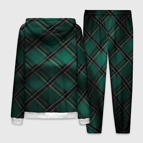 Мужской костюм Тёмно-зелёная диагональная шотландская клетка / 3D-Белый – фото 2