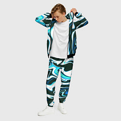 Костюм мужской Абстракция искажение белое с зелёным, цвет: 3D-черный — фото 2