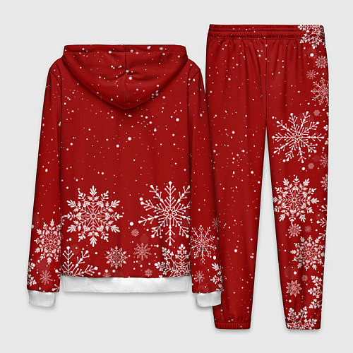Мужской костюм Текстура снежинок на красном фоне / 3D-Белый – фото 2