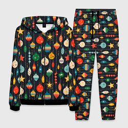 Мужской костюм Новогодние ёлочные игрушки на черном фоне