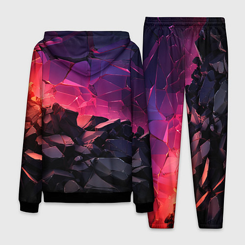 Мужской костюм Темные фиолетовые камни текстура / 3D-Черный – фото 2