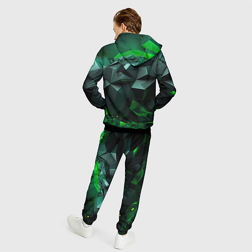 Мужской костюм Зеленый океан абстракции / 3D-Черный – фото 4