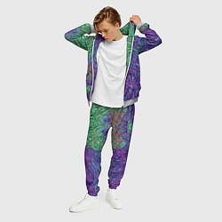 Костюм мужской Вьющийся узор фиолетовый и зелёный, цвет: 3D-меланж — фото 2