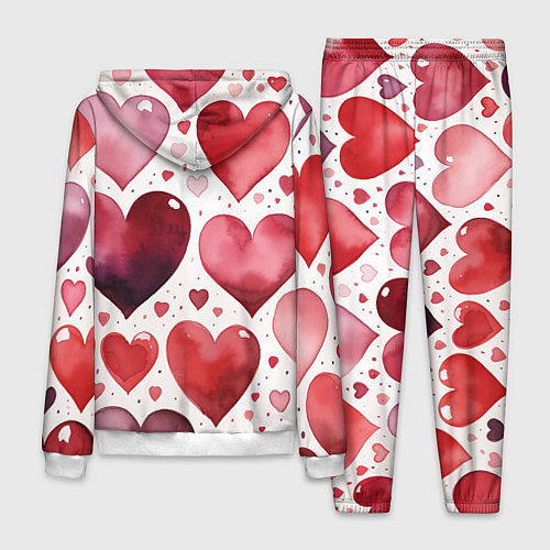 Мужской костюм Паттерн акварельные сердечки / 3D-Белый – фото 2