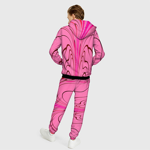 Мужской костюм Плавные линии на розовом фоне / 3D-Черный – фото 4