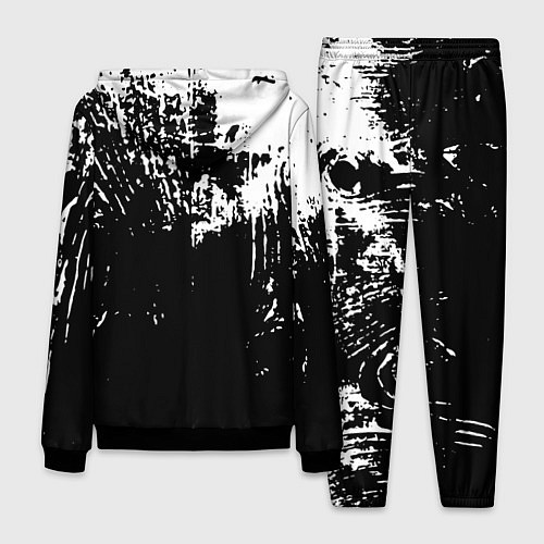 Мужской костюм Черно-белый гранж текстуры дерева / 3D-Черный – фото 2