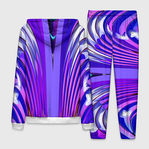 Мужской костюм Фиолетовые линии и полосы / 3D-Белый – фото 2