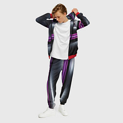 Костюм мужской Фиолетовые полосы на черном фоне, цвет: 3D-красный — фото 2